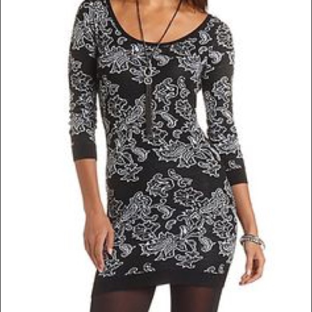 baroque bodycon sweater dress